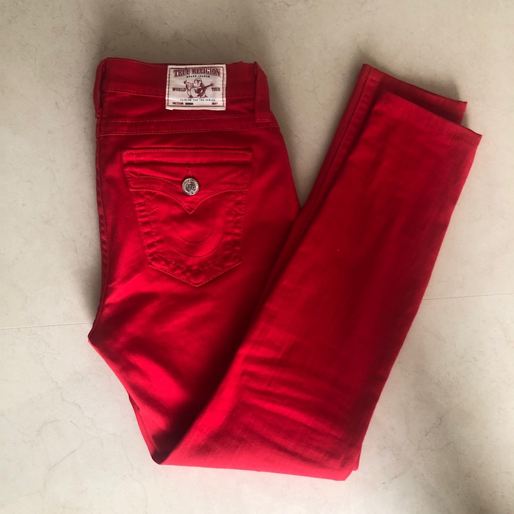 True Religion Women's Serena Super Skinny Red Jeans Size 30 NEW! - Picture 4 of 9